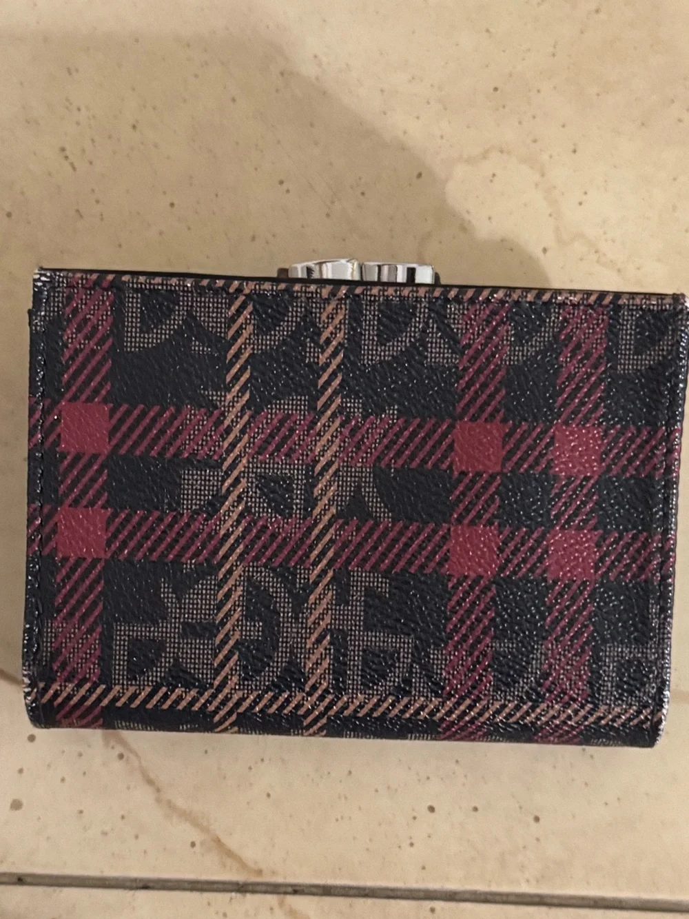 Giani Bernini Red and Black Plaid Kiss Lock Wallet